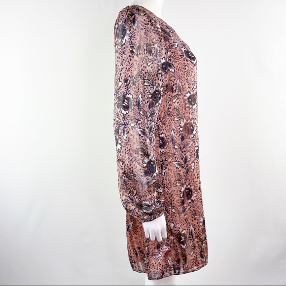 NEW Lulus Size M Blush Pink Floral ASHFORD Shift Dress Metallic Pinstripe - Picture 6 of 13